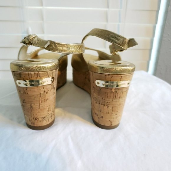 NWOT!! Gold Michael Kors Wedge Sandals - Picture 9 of 12